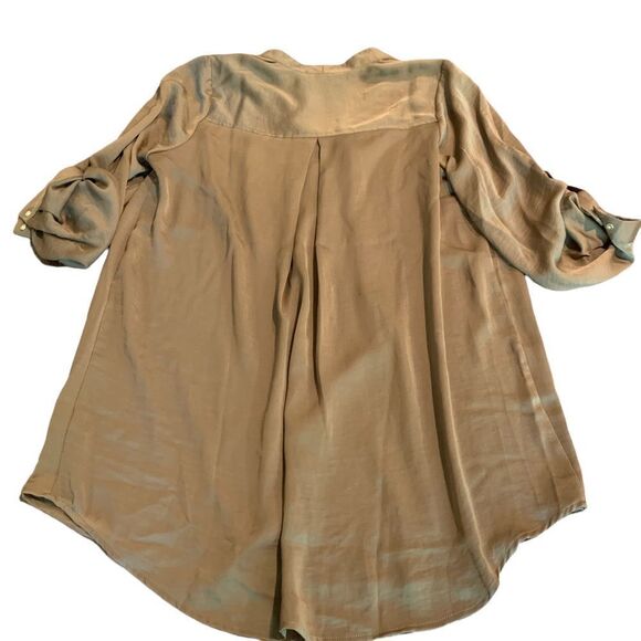 Ellos Mini Dress Tunic Zip Front Brown Silky 14/16 Plus - Picture 2 of 9